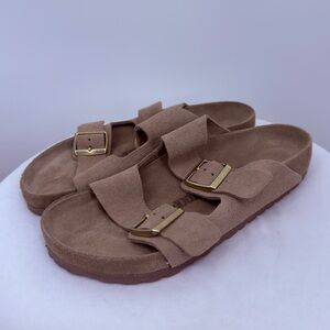 Birkenstock Arizona Suede Sandals Taupe Brown Size 39 US 8